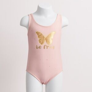 NWOT Young Hearts Pink Glitter Butterfly Swimsuit 7